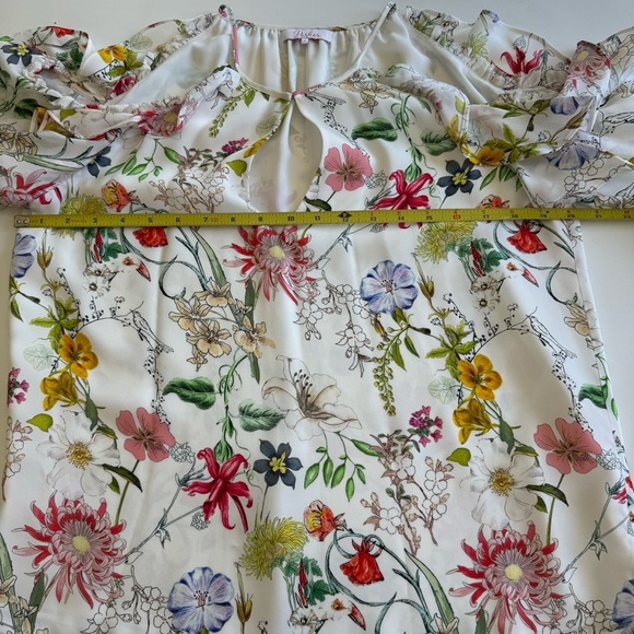 Parker Womens Abby Floral Cold Shoulder Blouse Silk Size S - Picture 9 of 12